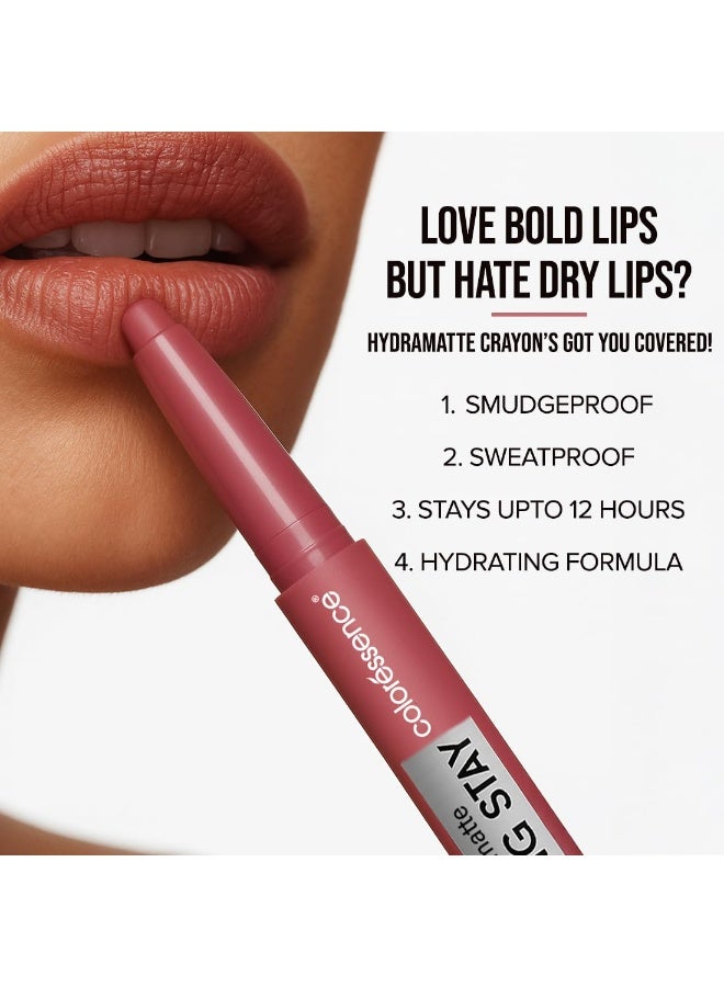 Coloressence Hydra Matte Long Stay Lip Crayon Lipstick (Crush) | Lasts Upto 12 Hours | Hydrating Formula | Non-Drying | Smudgeproof | Sweatproof | Rich Coverage - Image 3